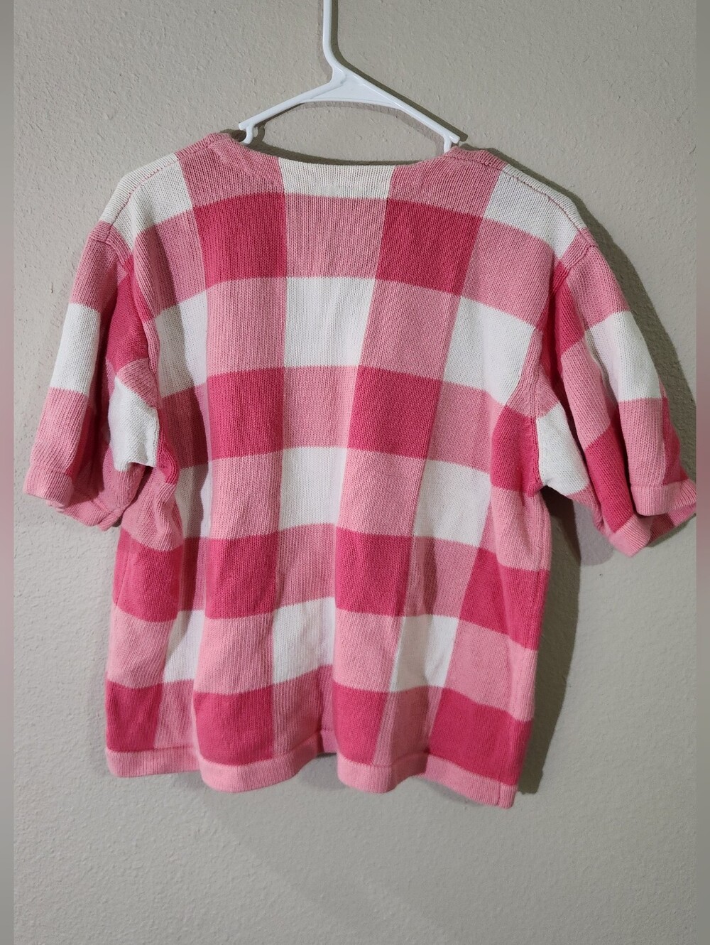 Vintage Teddi Embroidered Knit Short Sleeve Button Down Sweater Top XL - Picture 7 of 9